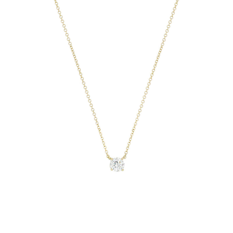 18 Karat Yellow Gold Diamond Solitaire Necklace