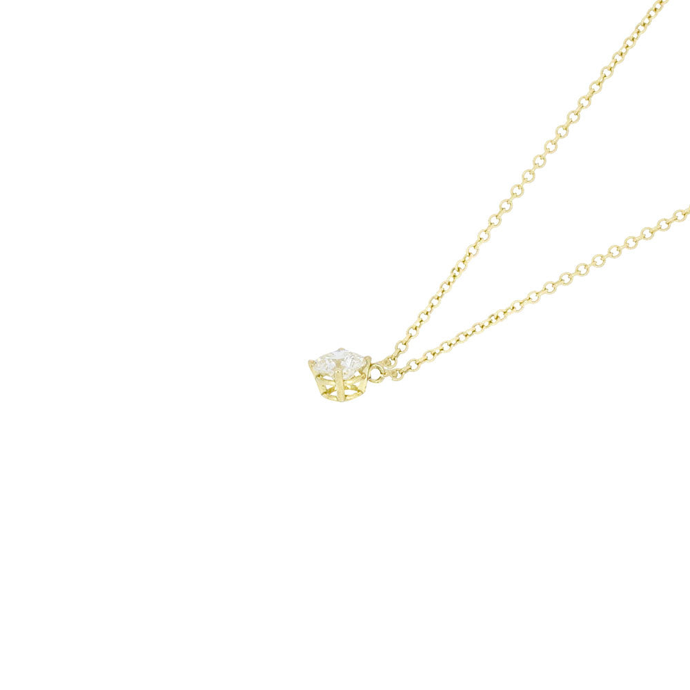 18 Karat Yellow Gold Diamond Solitaire Necklace