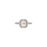 18 Karat White Gold Ring with Emerald Cut Diamond