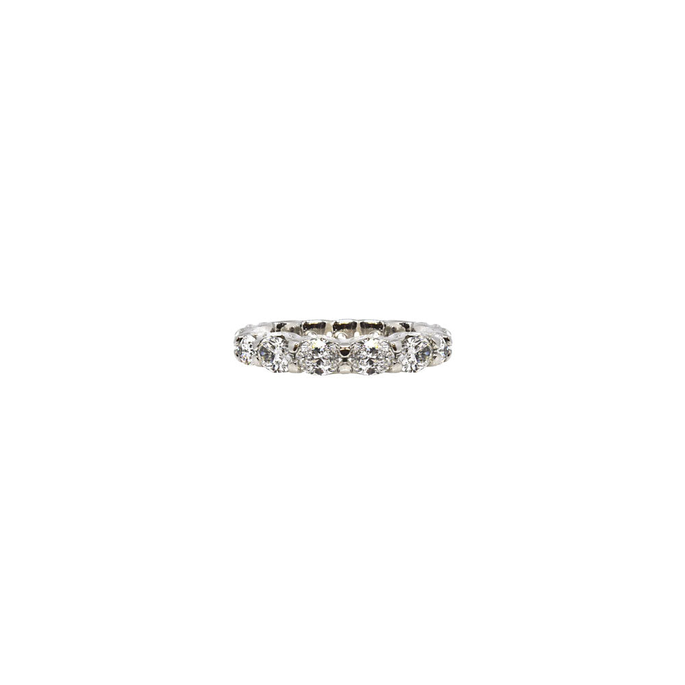 14 Karat White Gold Oval Diamond Eternity Wedding Band