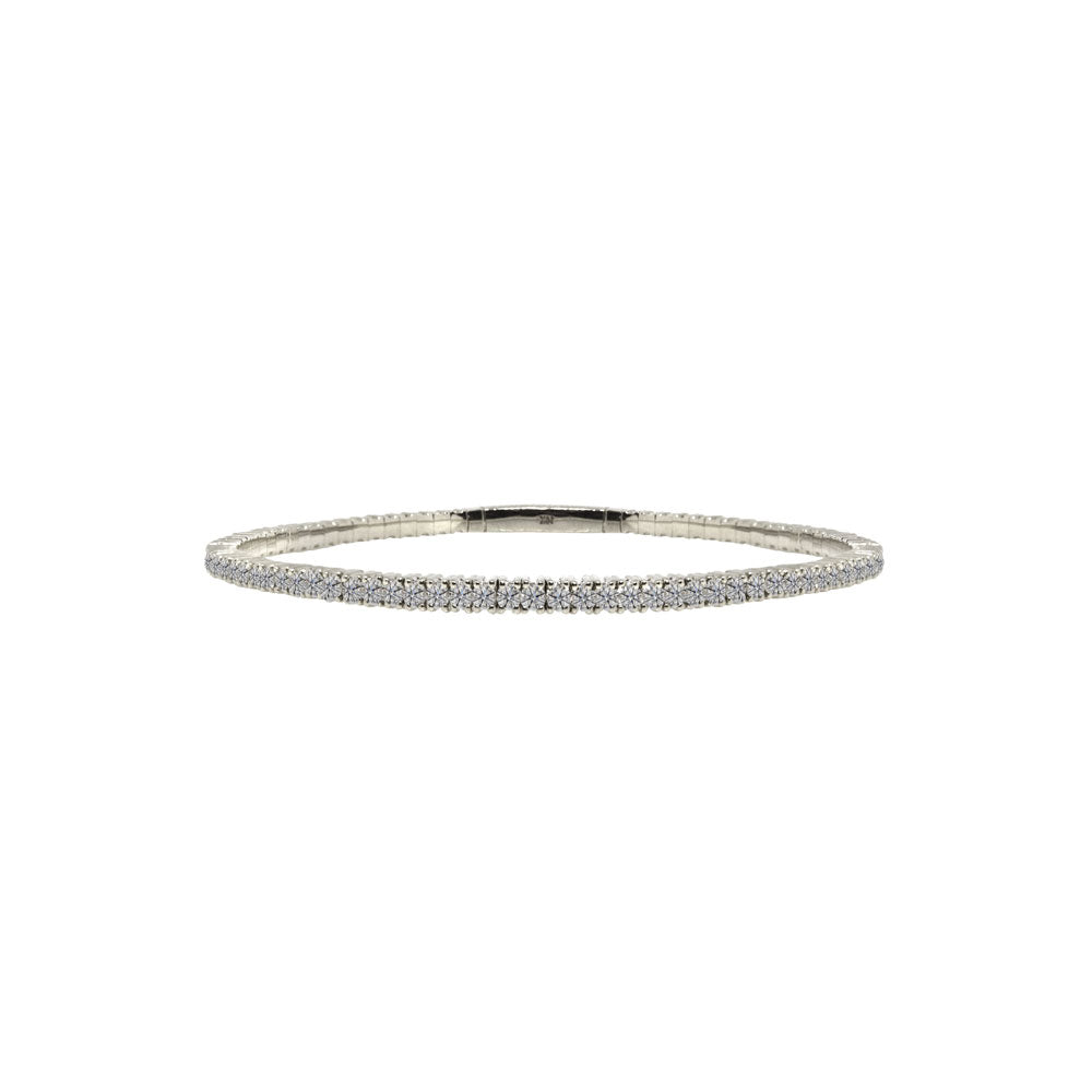 14 Karat White Gold Flexible Diamond Bangle