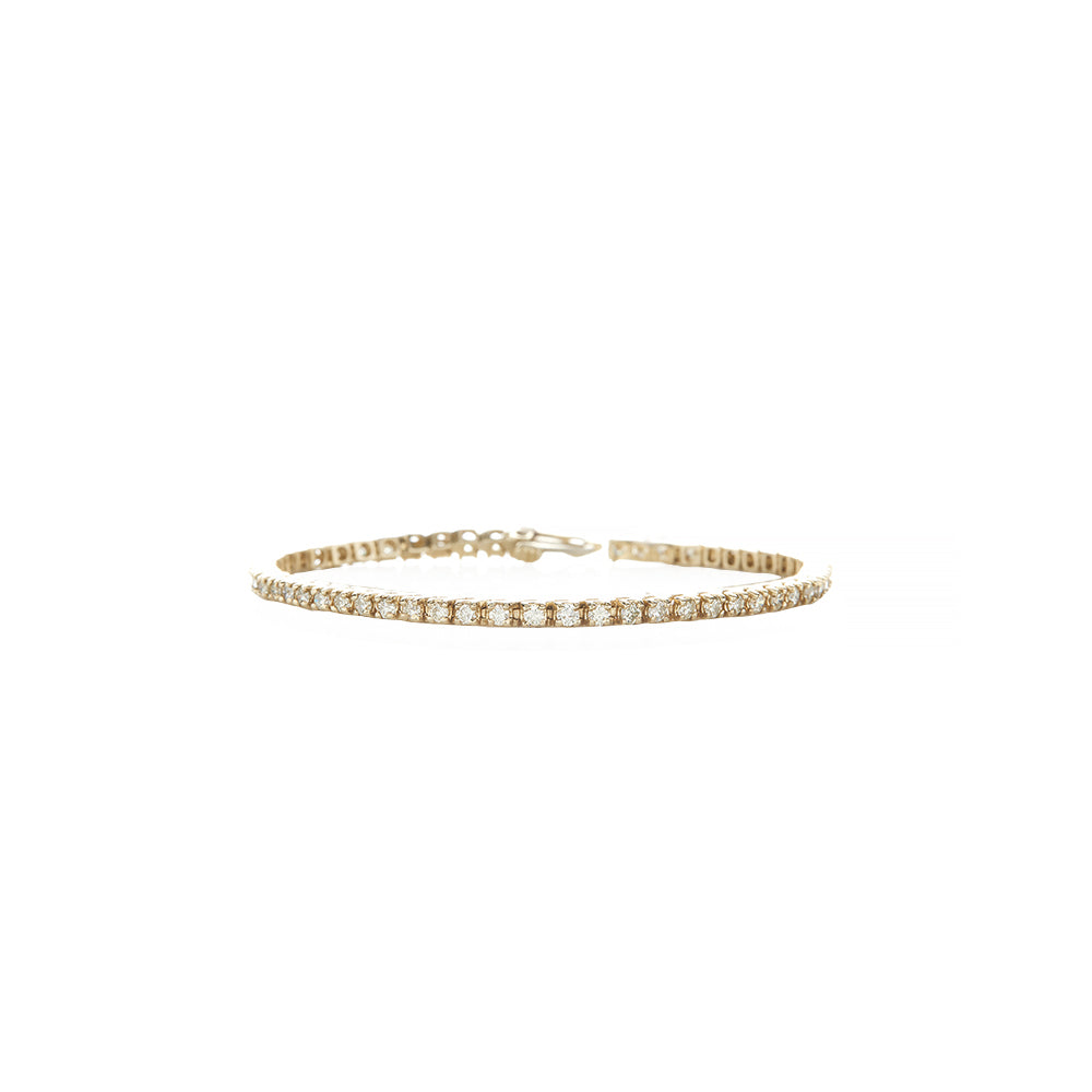 14 Karat Yellow Gold Diamond Tennis Bracelet