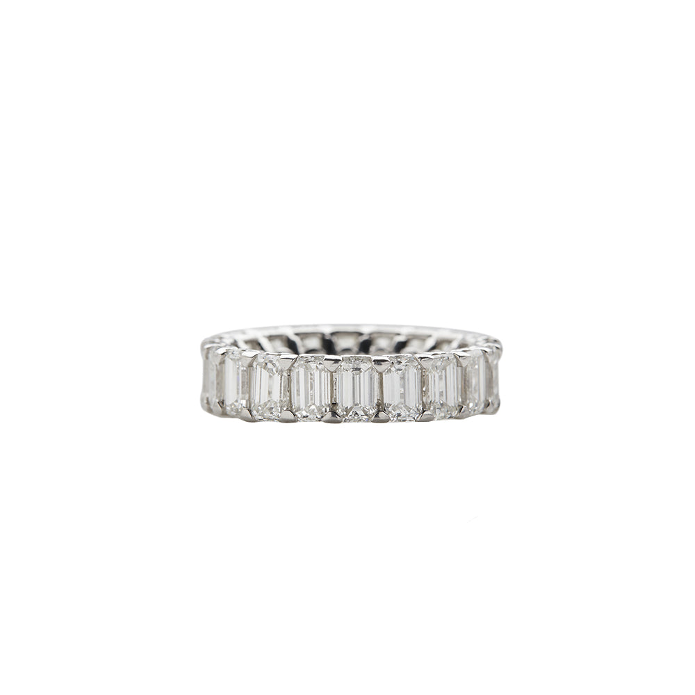 Platinum Emerald Cut Diamond Wedding Band