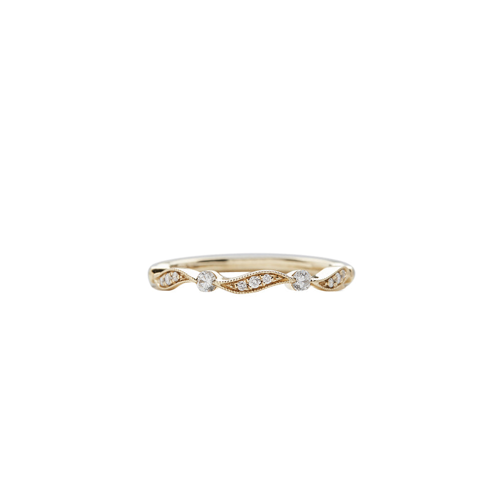 18 Karat Yellow Gold Pave Wave Diamond Wedding Band