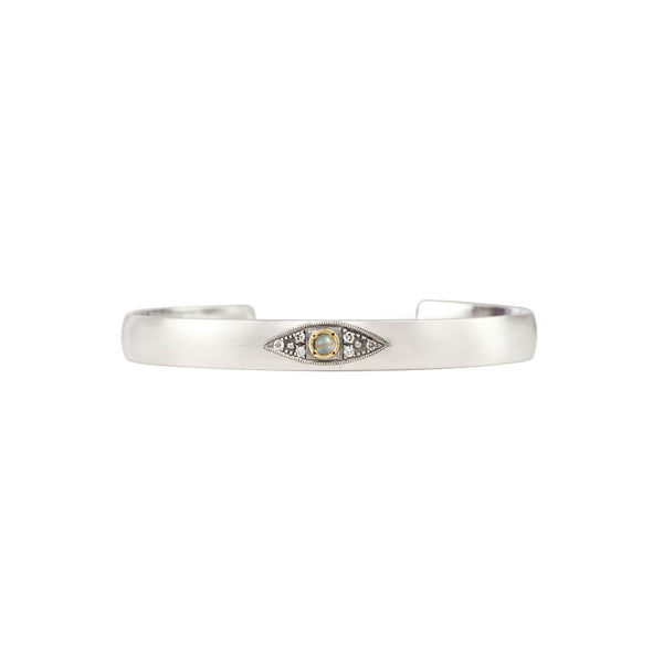 Sterling Silver EVIL EYE Bangle with Diamonds