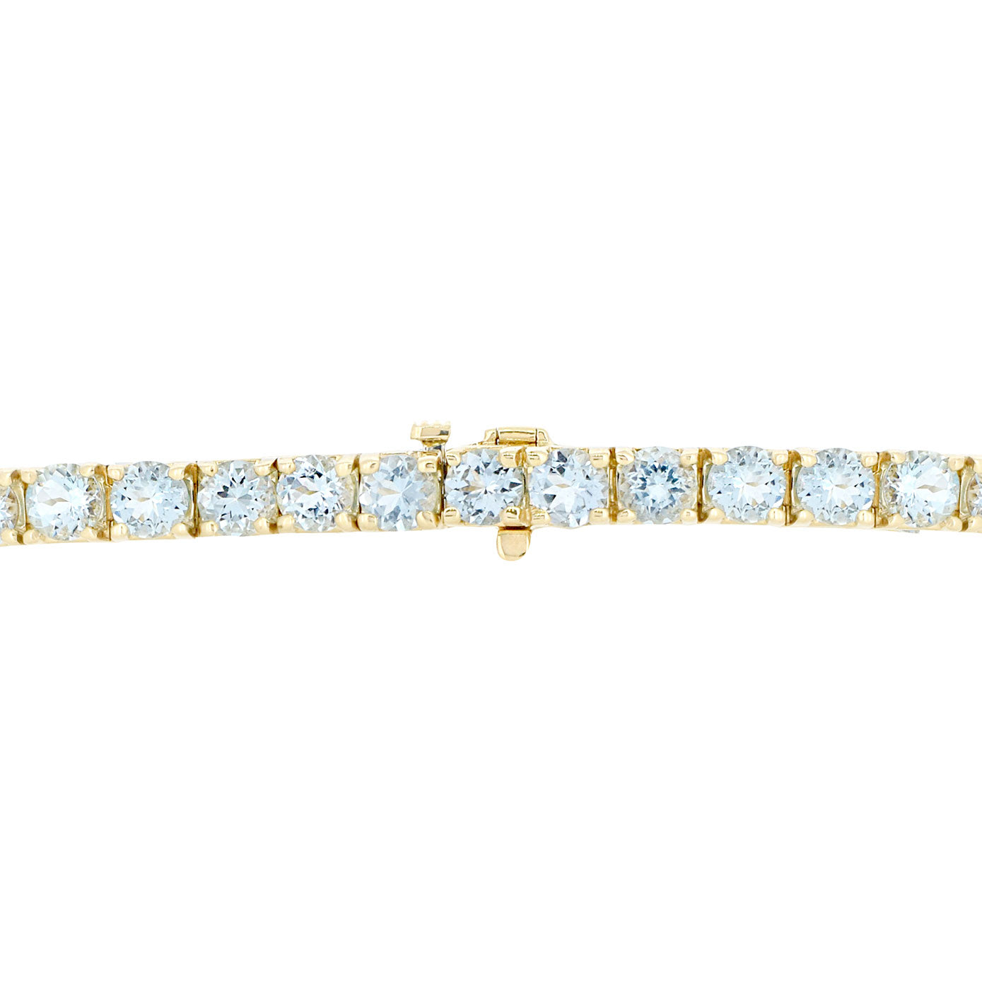 14 Karat Yellow Gold Tennis Bracelet with Aquamarine