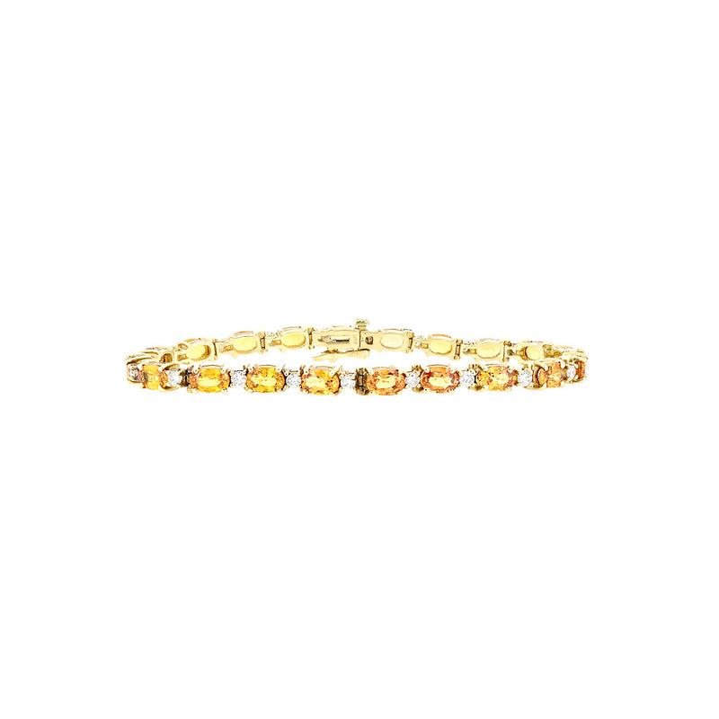 14 karat Yellow Gold Tennis Bracelet With Yellow Sapphires and Diamonds