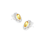 14 karat White Gold Halo Earrings with Yellow Sapphire and Diamonds