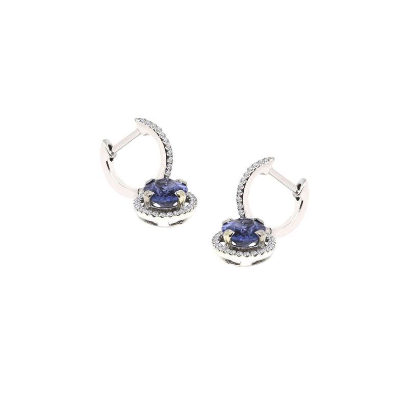 14 Karat White Gold Blue Sapphire and Diamond Earring - Johann Paul Fine Jewelry