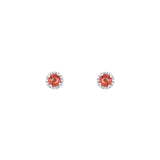 14 Karat White Gold Halo Earrings With Orange Sapphire and Diamonds