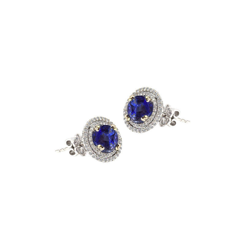 18 Karat White Gold Blue Sapphire and Diamond Earring - Johann Paul Fine Jewelry