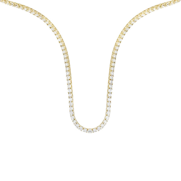 14 Karat Yellow Gold Diamond Tennis Necklace