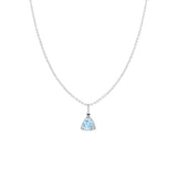 18 Karat White Gold Halo Pendant with trillian Aquamarine and Diamonds