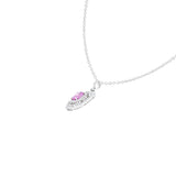 18 Karat White Gold Antique Style Pendant With Pink Sapphire and Diamonds