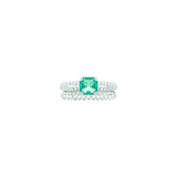 18 Karat White Gold Engagement Set with Princess Cut Emerald