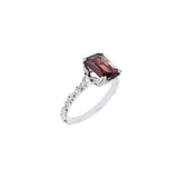 14 Karat White Gold Solitaire Ring with Garnet and Diamonds