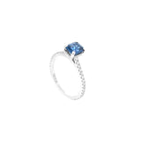18 Karat White Gold Ring With Blue Sapphire and Diamonds