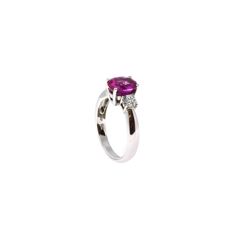 18 Karat White Gold Ruby and Diamond Ring