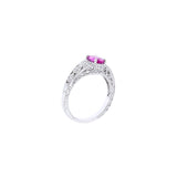 14 Karat White Gold Ring with Pink Sapphire and Diamonds