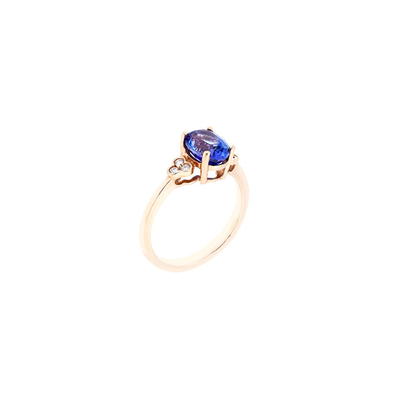14 Karat Rose Gold Ring with Tanzanite and Diamonds