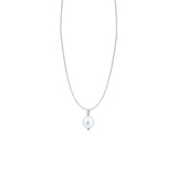 14 Karat White Gold Drop Pendant with FreshWater Pearl and Diamond