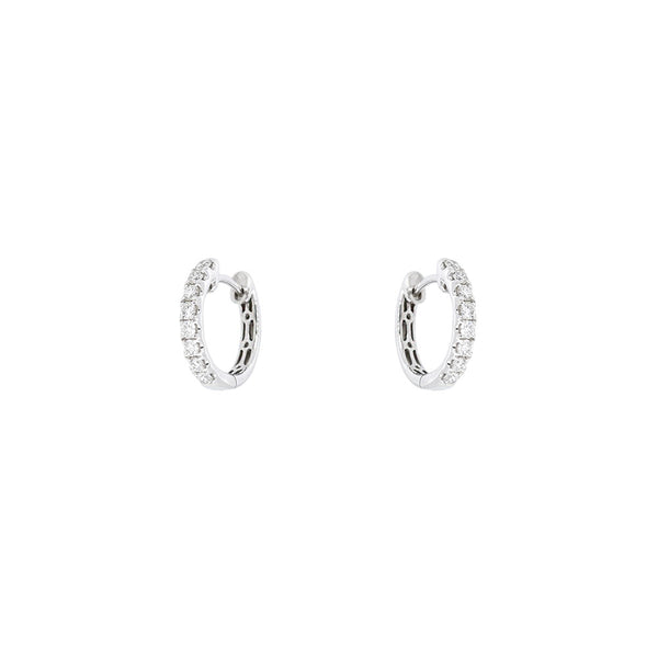 18 Karat White Gold Huggie Earrings with Diamonds