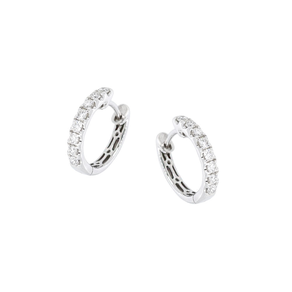 18 Karat White Gold Huggie Earrings with Diamonds