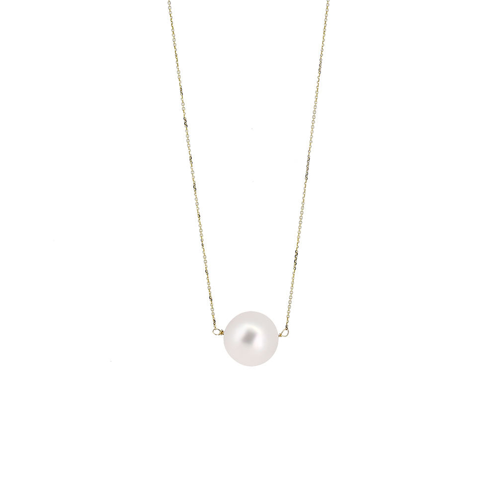 14 Karat Yellow Gold Hanging Pearl Necklace