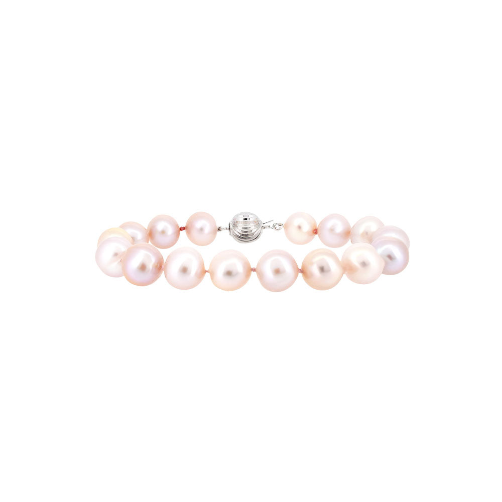 Natural Pink Freshwater Pearl Bracelet with a Silver Ball Clasp