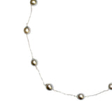 14 Karat WHite Gold Tin-Cup Necklace with Baroque Tahitian Pearls