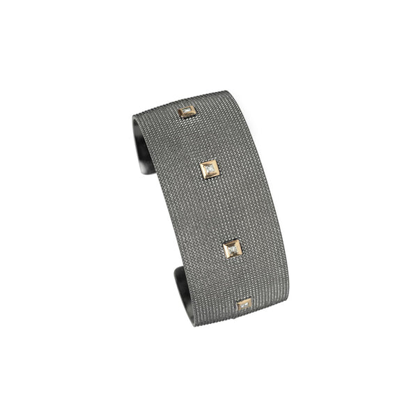 Sterling Silver NALA Bangle with Princess Cut Diamonds