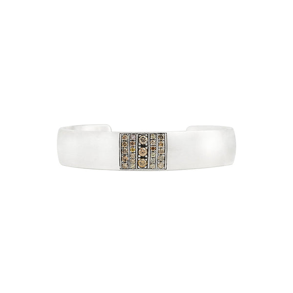 Sterling Silver NIA Bangle with White and Champagne Diamonds