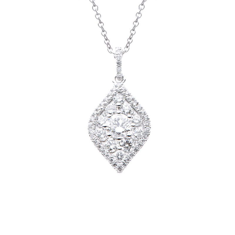 18 Karat White Gold Marquise shape Necklace with White Diamonds