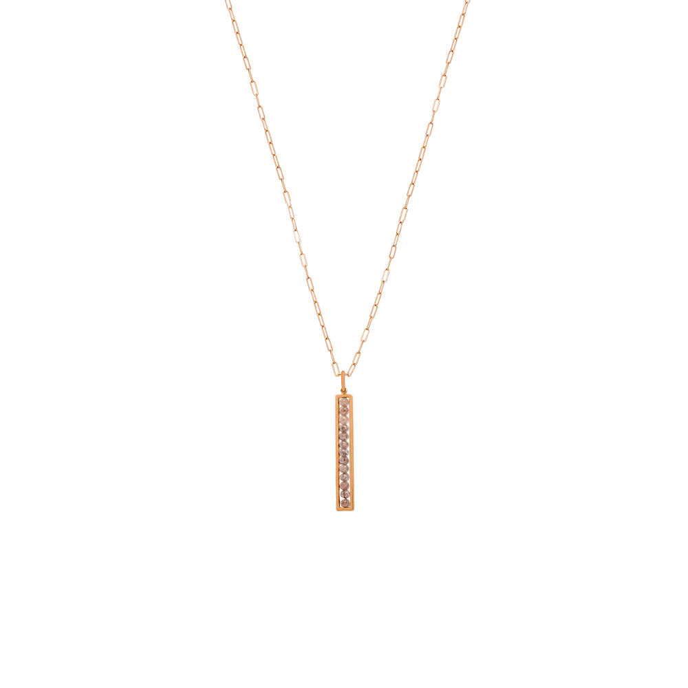 18 Karat Rose Gold Leila Pendant with Gray Raw Cut Diamond Beads