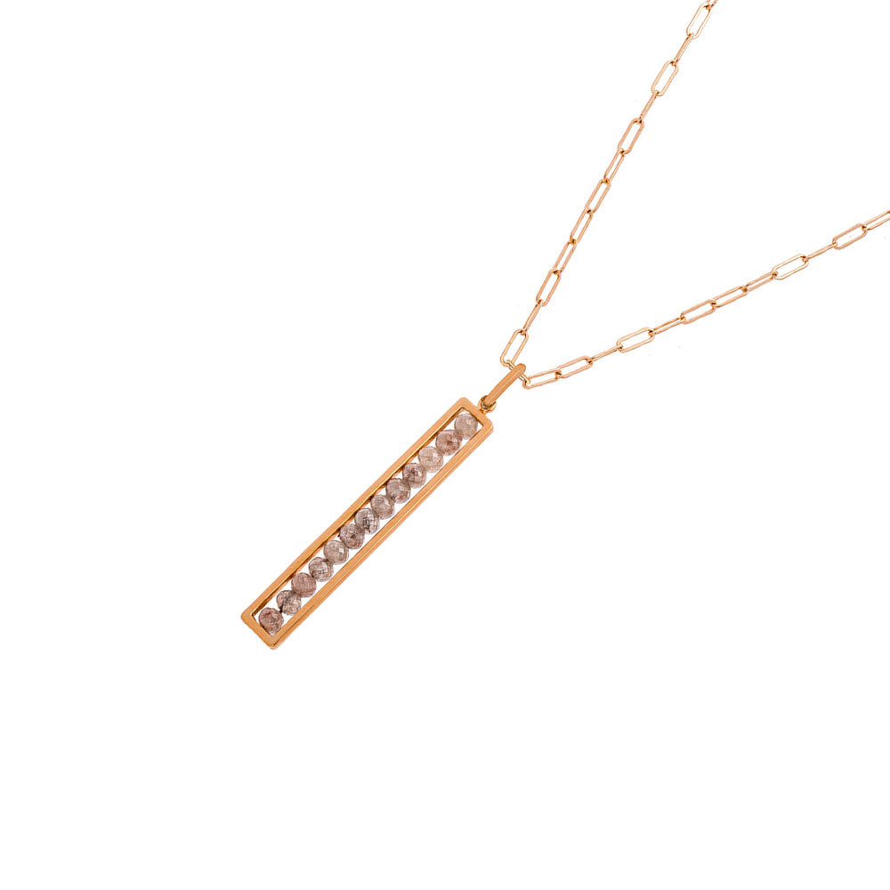 18 Karat Rose Gold Leila Pendant with Gray Raw Cut Diamond Beads