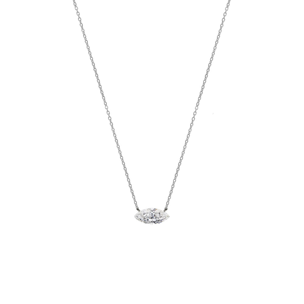 14 Karat White Gold Necklace with Marquis Diamond