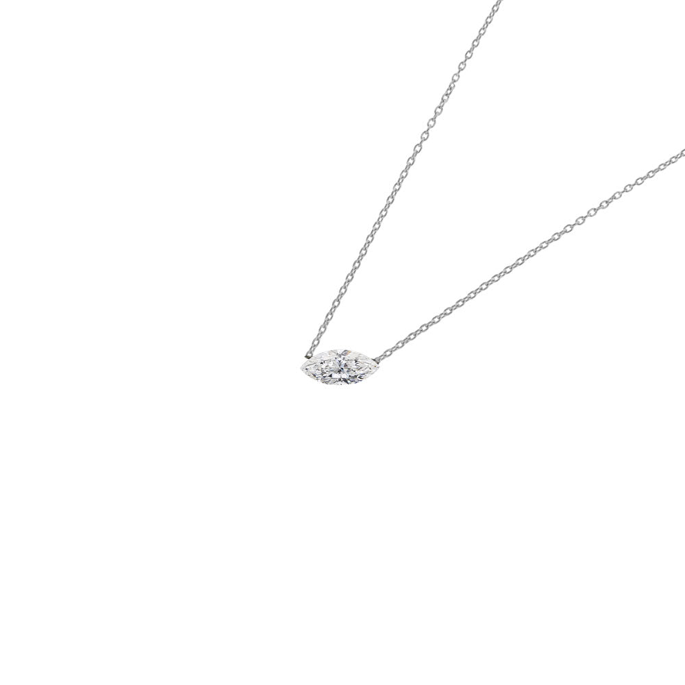 14 Karat White Gold Necklace with Marquis Diamond