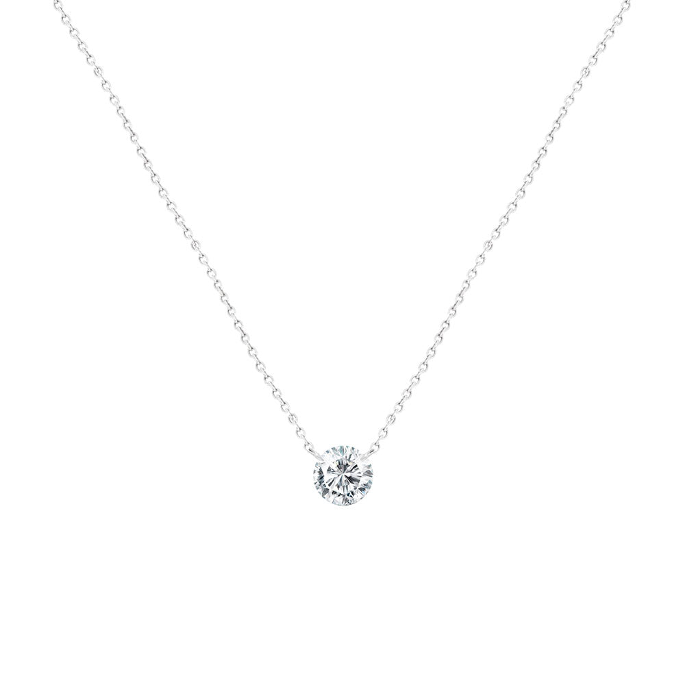 14 Karat White Gold Necklace with a Drilled Round Diamond