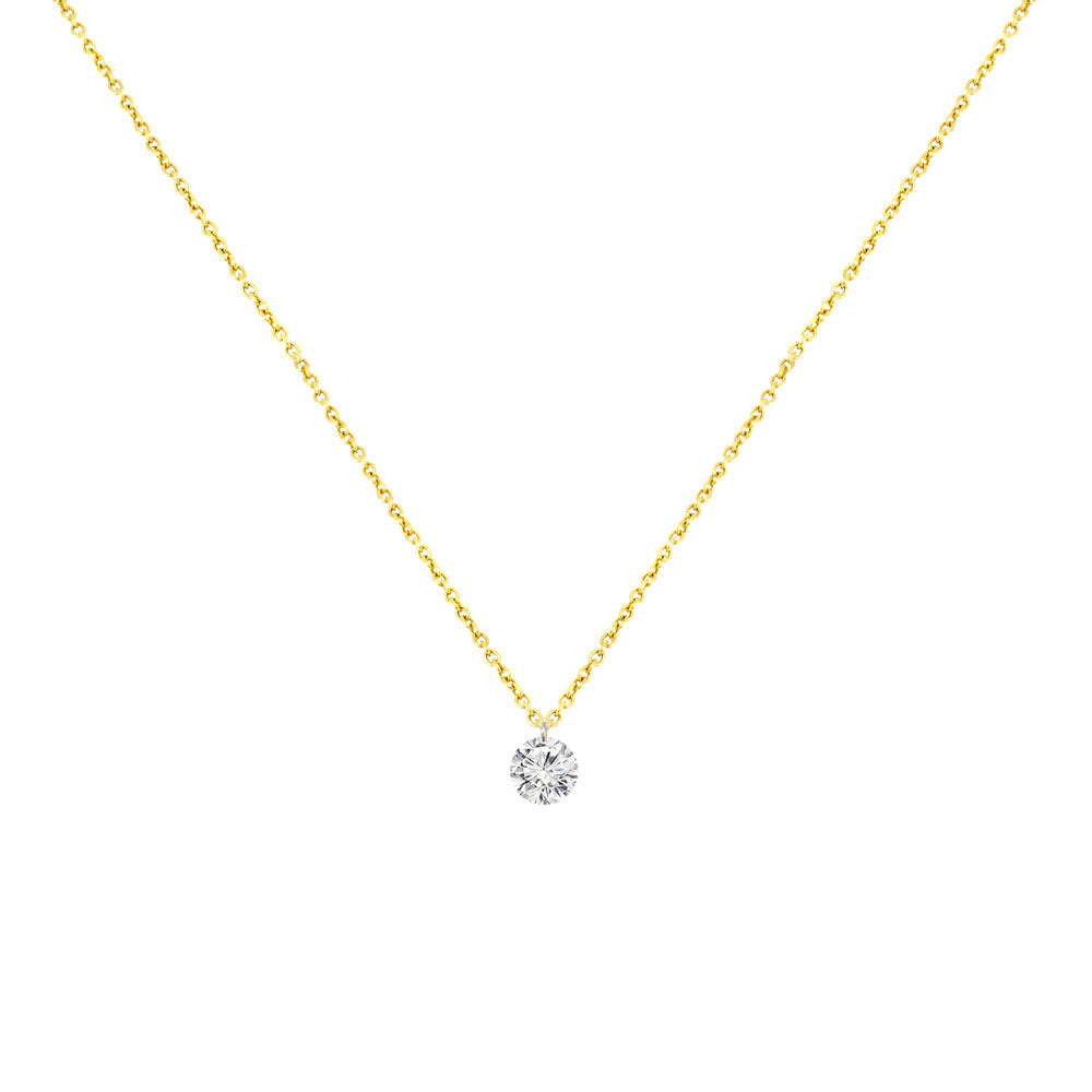 14 Karat Yellow Gold Necklace with a Drilled Diamond