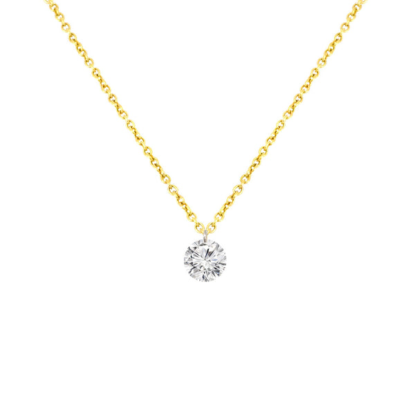 14 Karat Yellow Gold Necklace with a Drilled Diamond