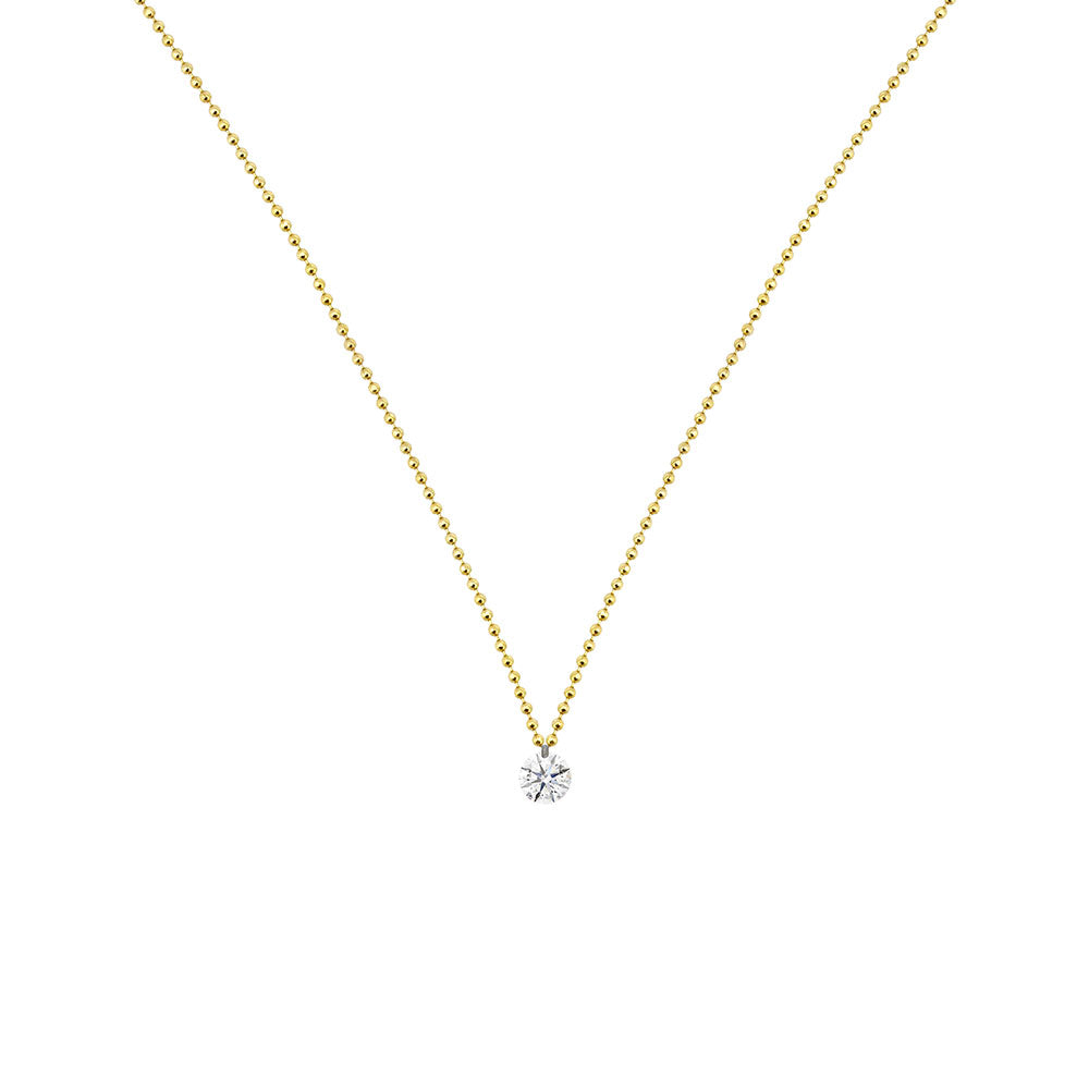 14 Karat White Gold Necklace with a Drilled Round Diamond14K-YNRD2