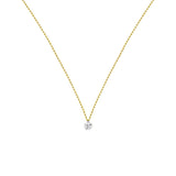 14 Karat White Gold Necklace with a Drilled Round Diamond14K-YNRD2