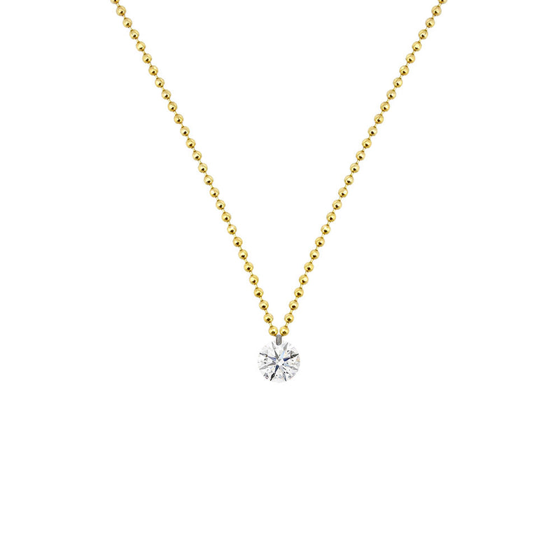 14 Karat White Gold Necklace with a Drilled Round Diamond14K-YNRD2
