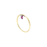 14 Karat YEllow Gold Band with Laser Drilled Diamond and Pink Sapphire