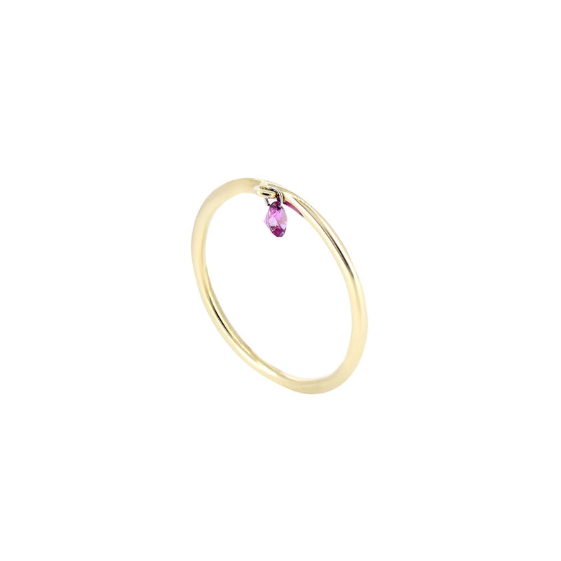 14 Karat Yellow Gold Band with Laser Drilled Pink Sapphire