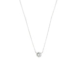 14 Karat White Gold Solitaire Necklace with a Diamond and a Diamond Clasp