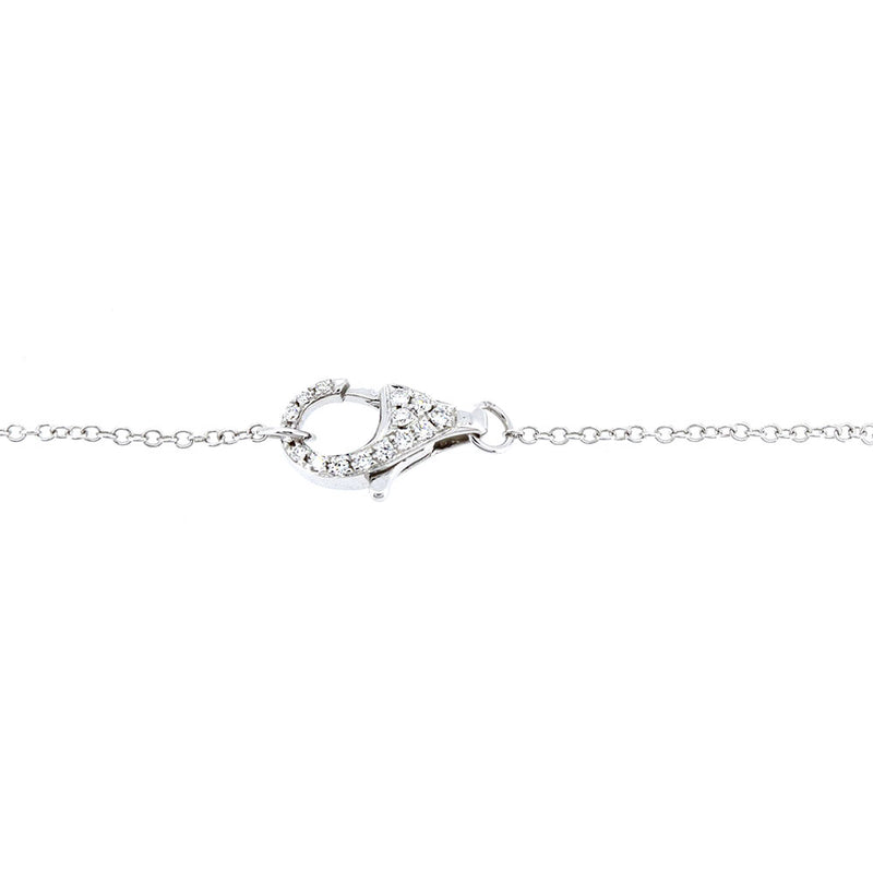 14 Karat White Gold Solitaire Necklace with a Diamond and a Diamond Clasp