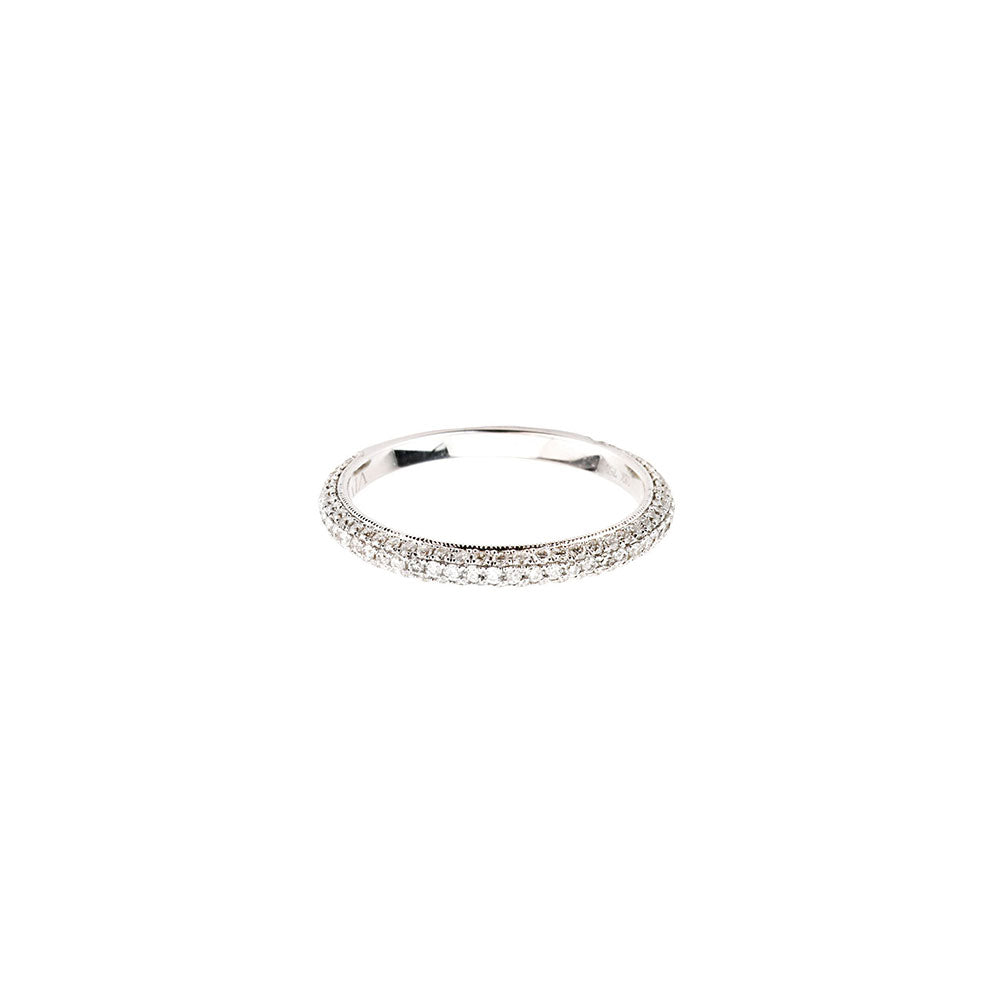 18 Karat White Gold Micro Pave Band With White Diamonds