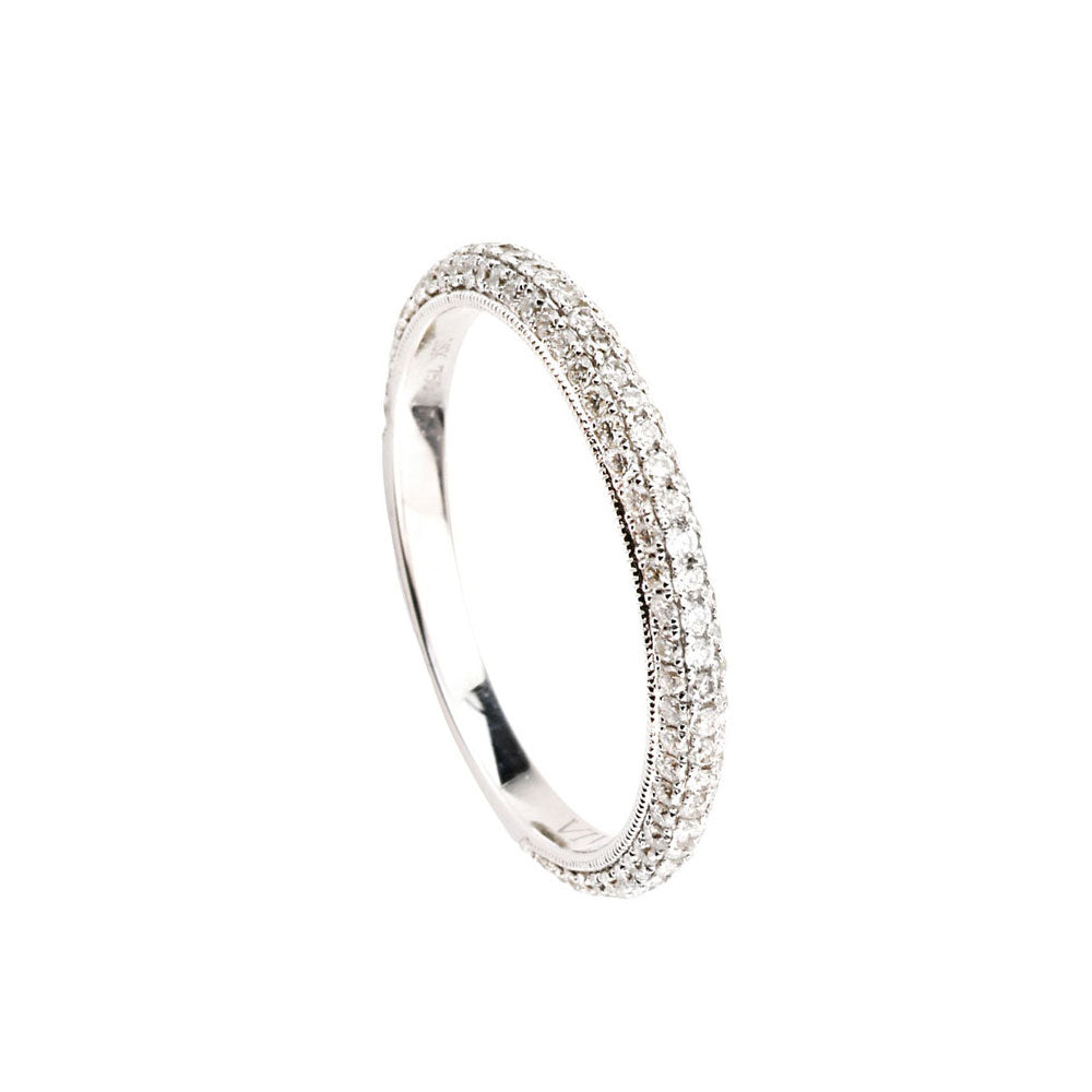 18 Karat White Gold Micro Pave Band With White Diamonds