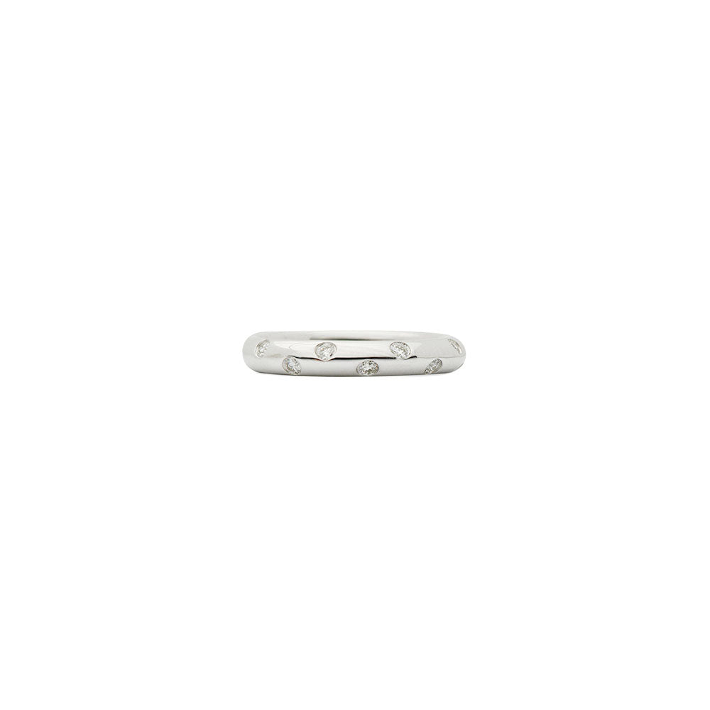 18 Karat White Gold Flush Setting Diamond Band